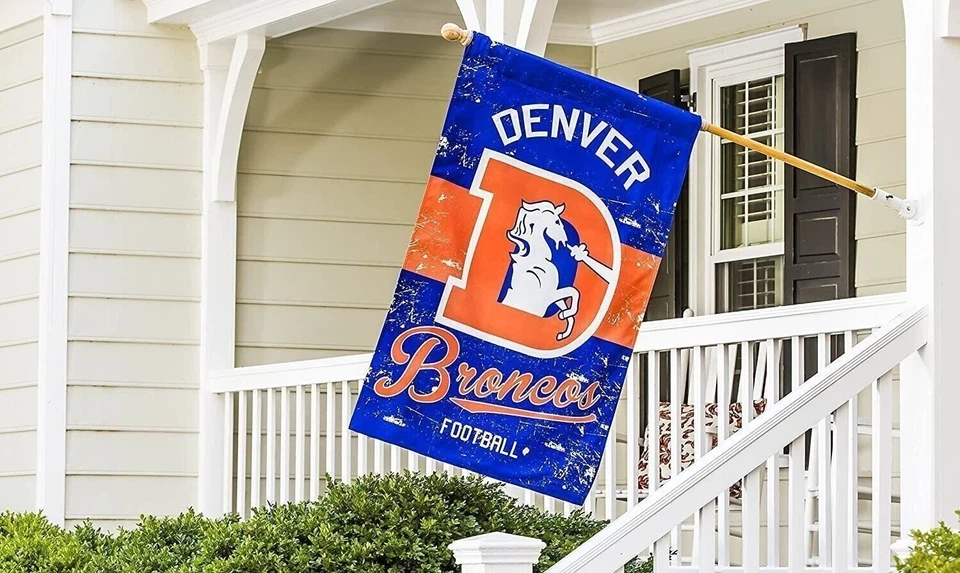 Bandera de jardín premium Denver Broncos, doble cara, estilo retro vintage,... Foto 3 de 4