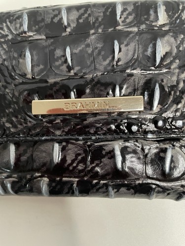 Nuovo! Portafoglio Brahmin Cordelia pied de poule ombretto Melbourne vera pelle - Foto 2 di 10