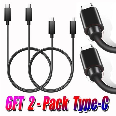 2x 6ft USB-C to USB-C Cable Type-C Fast Charger For Apple iPhone 15 16 17 iPad