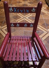 Mini mecedora de madera de roble rústica de 22" para muñeca infantil escalera respaldo balancín Kevin