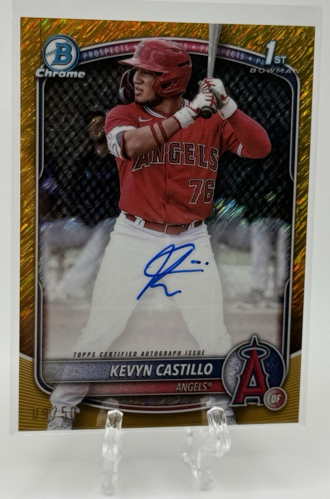 Kevyn Castillo 2025 Bowman Chrome 1st Gold Shimmer Refractor Auto /50! Angels