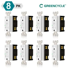 GFCI Outlet White 12A/125V WR TR UL ETL Certs LED Indicator Home Safe Use 8Pcs