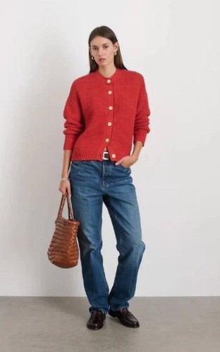 Alex Mill Nico Chunky Cardigan Orange Marmalade Size XS 90s Inspo Y2K Sweater - Picture 2 of 6