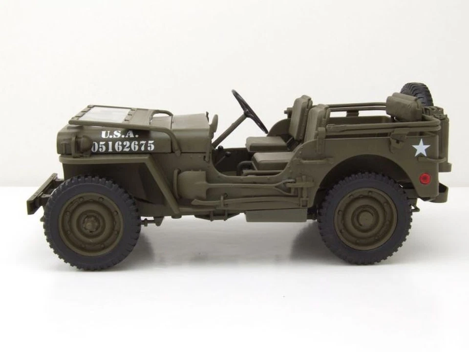 Willys Jeep Aperto US ARMY Militare 1941 Verde Oliva Modellino 1:18 Welly - Immagine 3 di 4