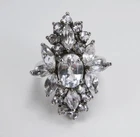 Vintage RARE Suzanne Somers CZ Statement Ring 925 Sterling Silver Size 10