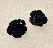 Small Black Rose Stud Earrings