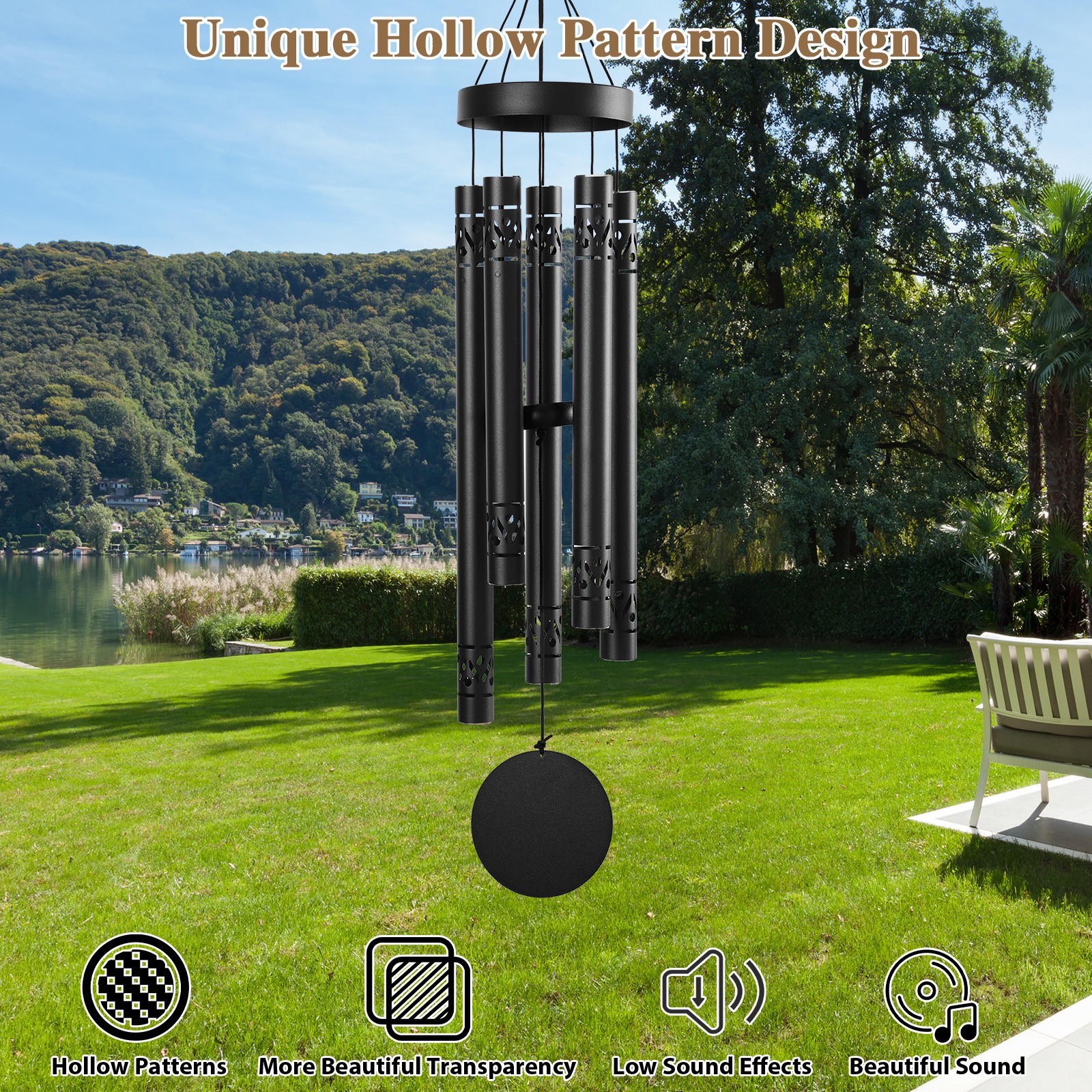 47" Large Metal Wind Chimes Deep Tone Wind Chimes for Garden Patio Balcony Decor