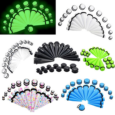 24Pcs Acrylic Ear Taper Set 00G-20mm Double Flared Tunnels Gauges Stretching Set