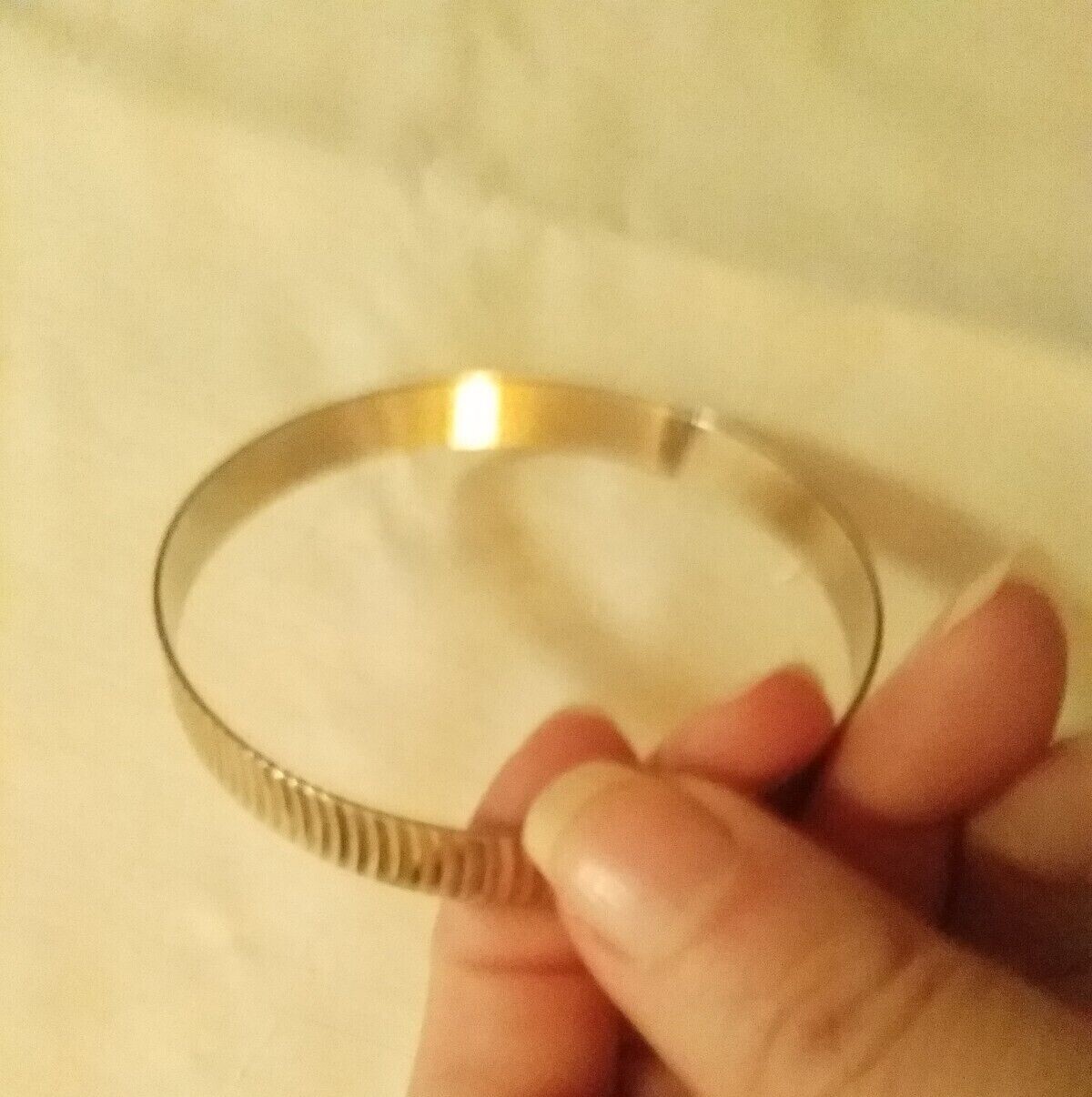 Silvertone womens wave pattern bangle bracelet - image 3