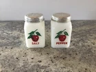 Vintage McKee Milk Glass Salt & Pepper Shakers - Red Apple