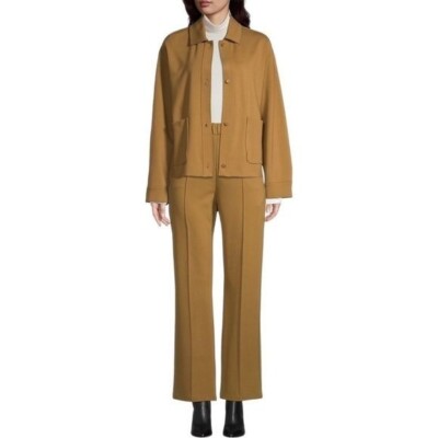 Max Mara Womens Lampo Jersey Short Jacket Size L Brown Capsule Minimalist NEW