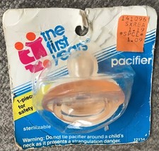 Vtg The First Years Pacifier Soft Vinyl Straight Round Nipple Rare 1987
