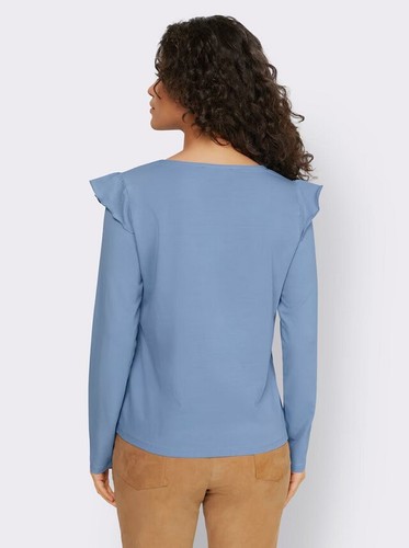 Shirt blau 38 linea TESINI Damen Langarm mit Rüschen himmelblau UVP:59,99€ P620 - Bild 2 von 4
