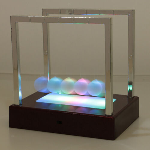 LED Light up Newtons Cradle Balance Balls Home Science Toy Desk Decor Red - Afbeelding 1 van 12