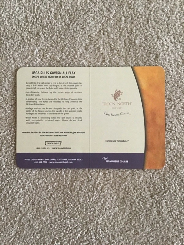 TROON NORTH MONUMENT GOLF SCORECARD - SCOTTSDALE, AZ - NEW