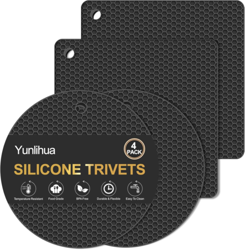 4 Pack Silicone Trivet Mats Pot Holders Non Slip Hot Pads Kitchen Pot Holders