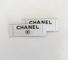 Two (2) Chanel Clothing Label Tag Sewing Replacement White