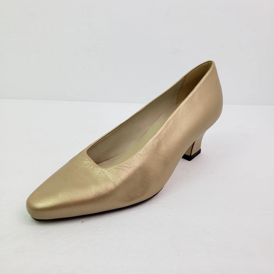 Zapatos de tacón formales sin cordones de cuero dorado talla 6 Enzo Angiolini para mujer Foto 4 de 4