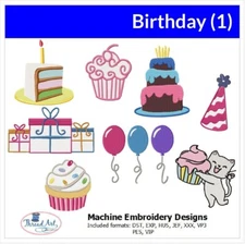 Embroidery Design Set - Birthday - 8 designs - 9 Formats - USB Stick
