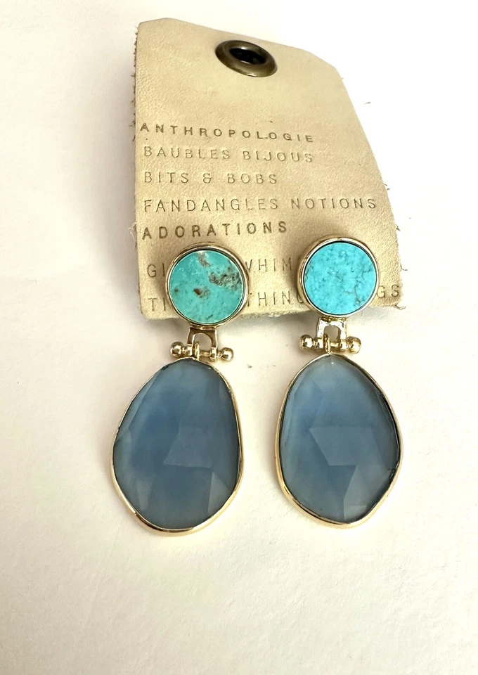 Pendientes de piedra Anthropologie azul/turquesa Foto 2 de 3