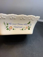 Vintage fill your home with happiness planter vase/candy dish 6”