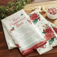 The Pioneer Woman PEPPERMINT BARK Kitchen Towels Bar Towels (set of 2)
