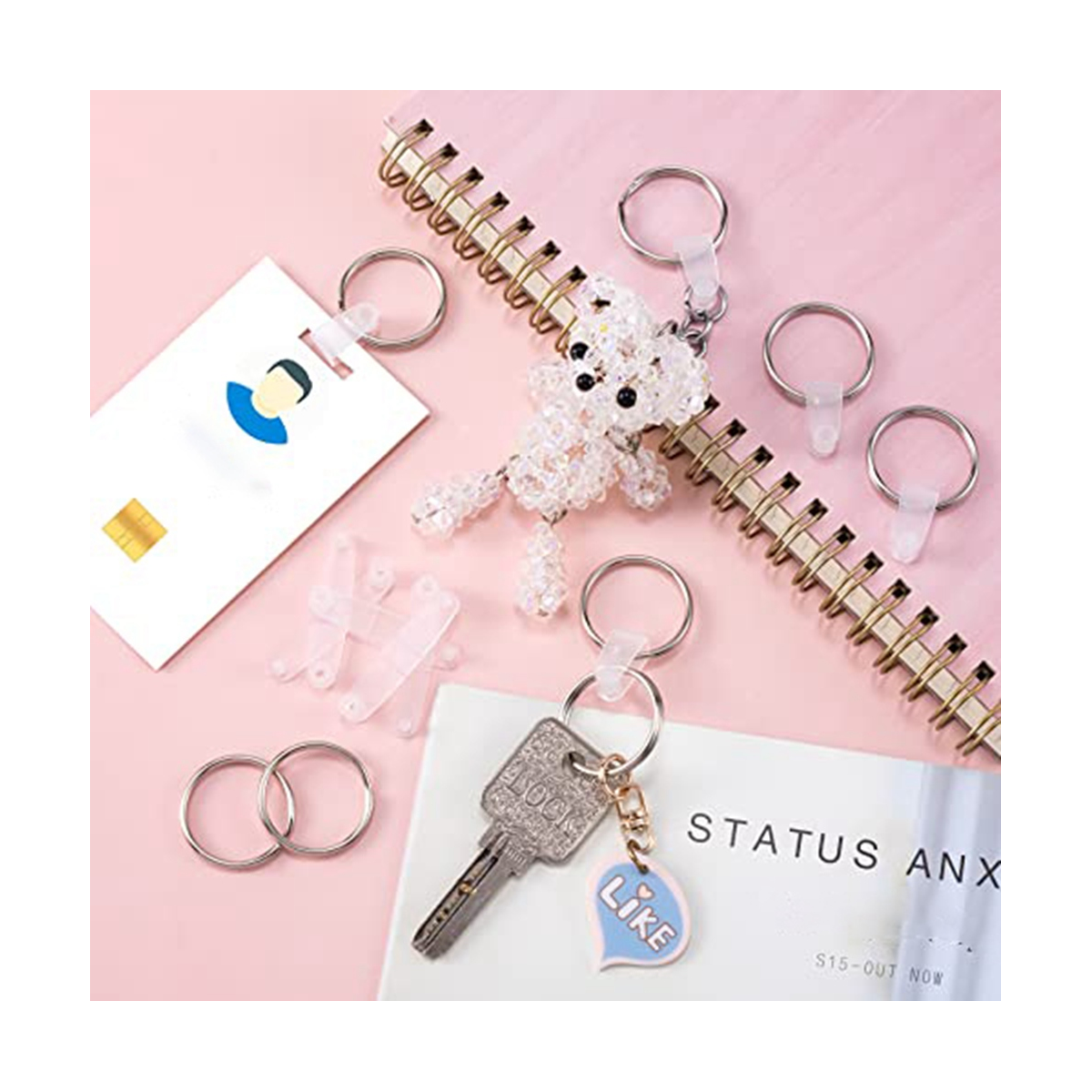 100 Sets Keychain Rings for Crafts Metal Keychain Connector Blanks