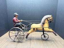 Vintage Iron And Wood Sulky With Horse  Driver
