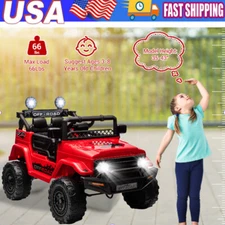 Red Kids Electric Jeep 12V Battery Power 4WD Drive Remote Control Off-road
