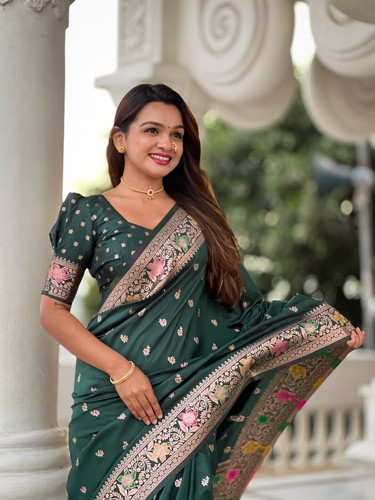 Party Wear Saree Blouse Bollywood Bridal Silk Bollywood Sari Indian Wedding New - Picture 20 of 98