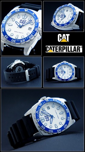 Cat Men's Watch Diver DI 141 Stainless Steel Rubber Band Bezel Blue 20 Bar