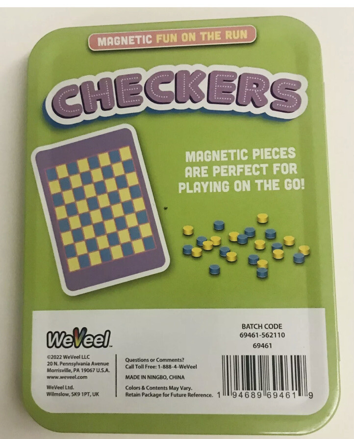 2 New Checkers Travel Set Tin Game Board 24 Pieces eBay