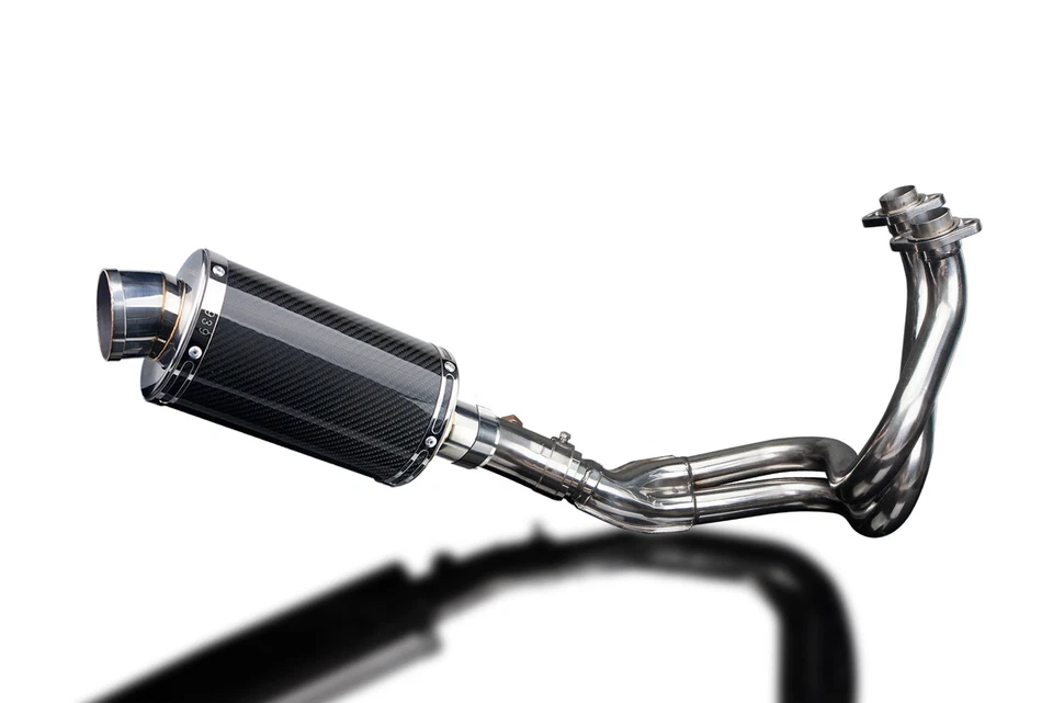 Silenciador de carbono ovalado Kawasaki KLE650 Versys 2006-2014 escape completo 2-1 9" Foto 2 de 4