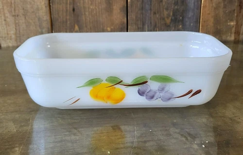 Vintage Fire King Gay Fad Fruits Rectangle Dish 8” X 4.5” Oven Ware 9