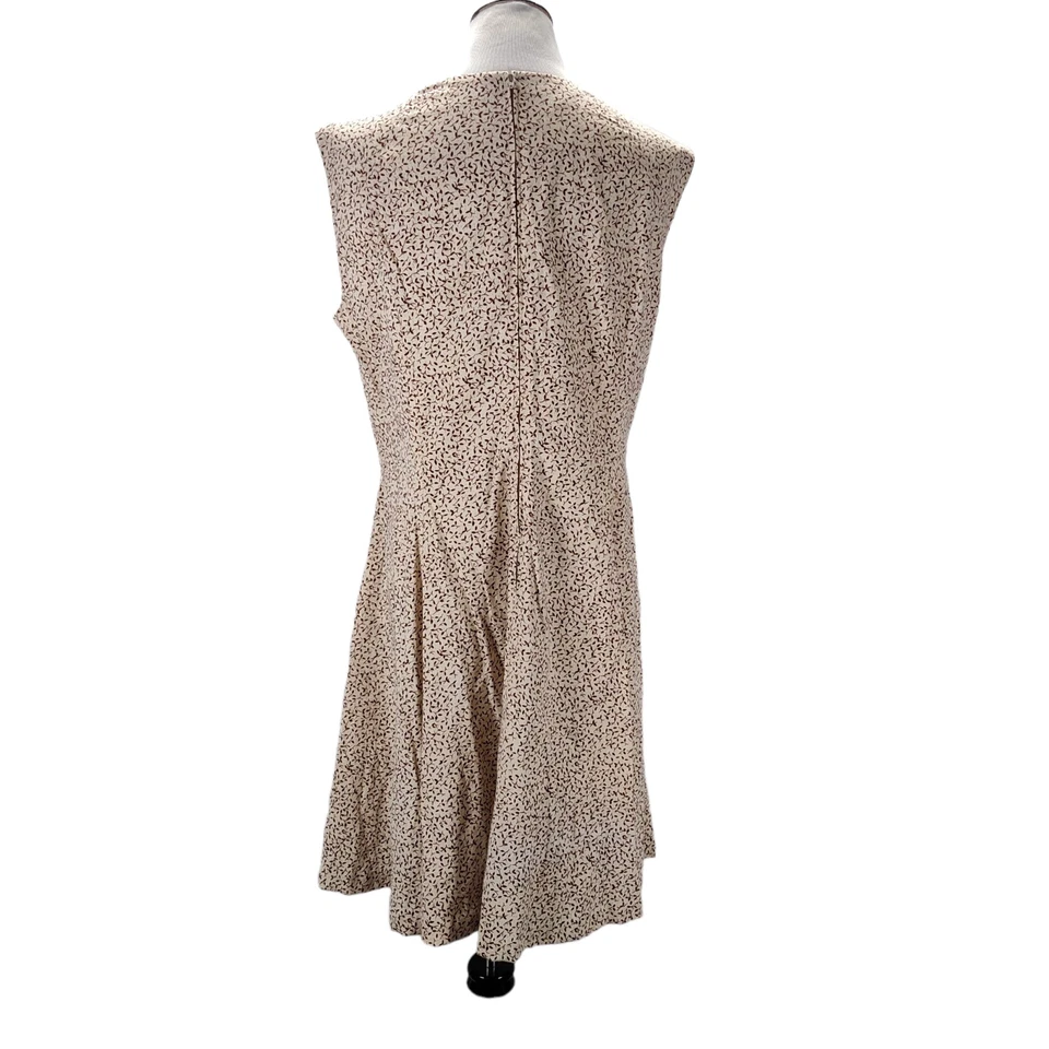 Vintage 60s A Line Casual Dress Size XL Brown Calico Floral Leaf Print Pockets - Image 4 of 4