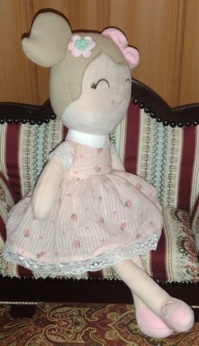 Gloveleya Beautiful Rag Doll Toy Girl 17" Plush Strawberry Pink Dress Lovey (B) - Picture 3 of 3