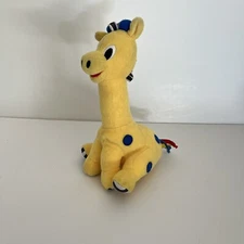 Vtg 1999 Kids II Giraffe Stuffed Plush Bright Yellow Blue Rattle Baby Lovey 9”