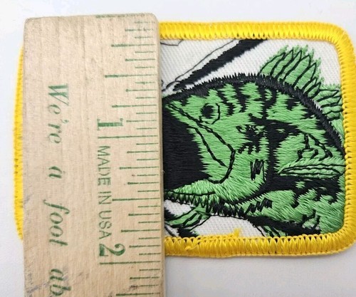Vintage Large Mouth Bass Fishing Fish Embroidered Patch 3x1¾ inch 1970s NOS - Picture 5 of 5