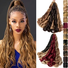 24" French Curly Braiding Hair Thick Curls Silky Synthetic Extensions Ombre US