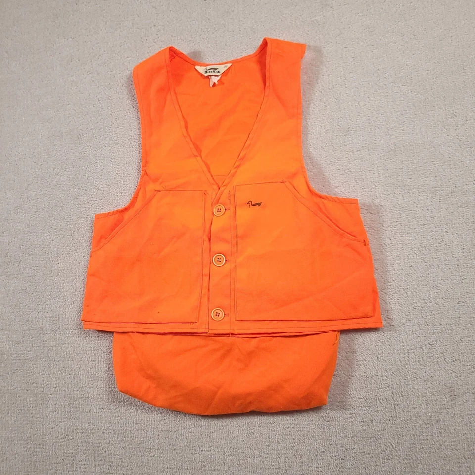 VTG Duxbak Vest Mens Medium Orange Hunting Fishing Pocket Outdoor - Image 2 of 4