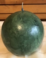 4" Diam round sphere Ball wax Candle Emerald Green Never Used EUC Unscented