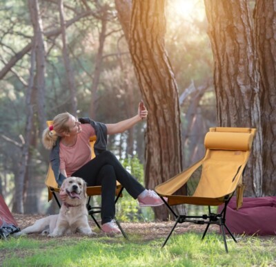 High Back Camping Chair, Lightweight Camping Chair with Headrest, Portable 