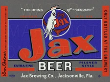 Jax Pilsner Beer Jax Brwg Co Jacksonville, FL Label Recreated on Satin Canvas