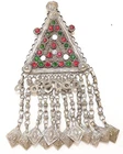 Judaica Yemenite antique filigree silver and art glass amulet pendant, 37 gr