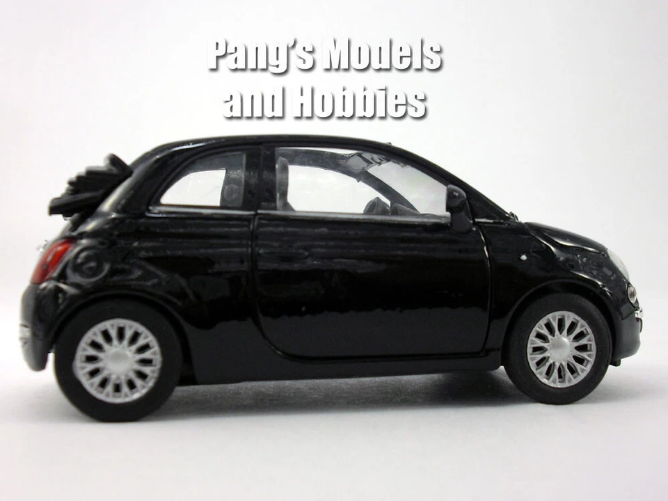 4.25 inch 2010 Fiat 500C (500) 1/32 Scale Diecast Model by Welly - BLACK - Image 3 of 4