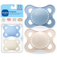 Original Baby Pacifier 0-6 Mths, Skin Soft Silicone Nipple, 2 Pack