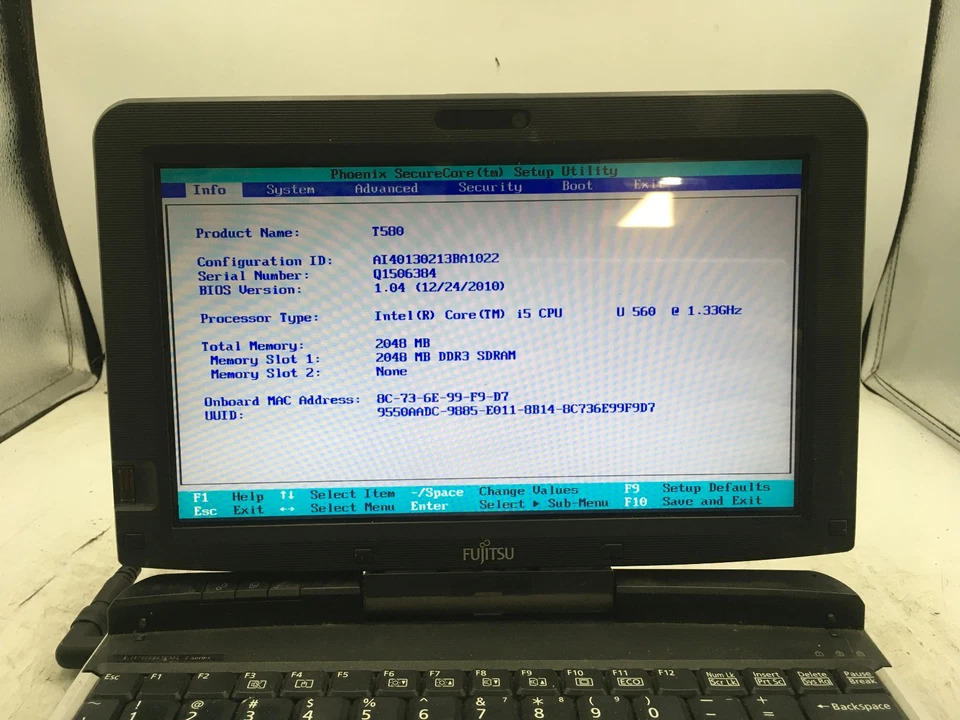 FUJITSU LIFEBOOK T SERIES T580 -BOOTS TO BIOS- INTEL I5 U560 - 2GB RAM -READ- BB - Image 2 of 4