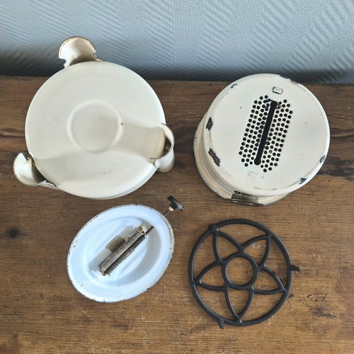 Vtg Enamelware Stove Kerosene 1-wick Enamel camping cooker Paraffin Offwhite - Picture 7 of 7