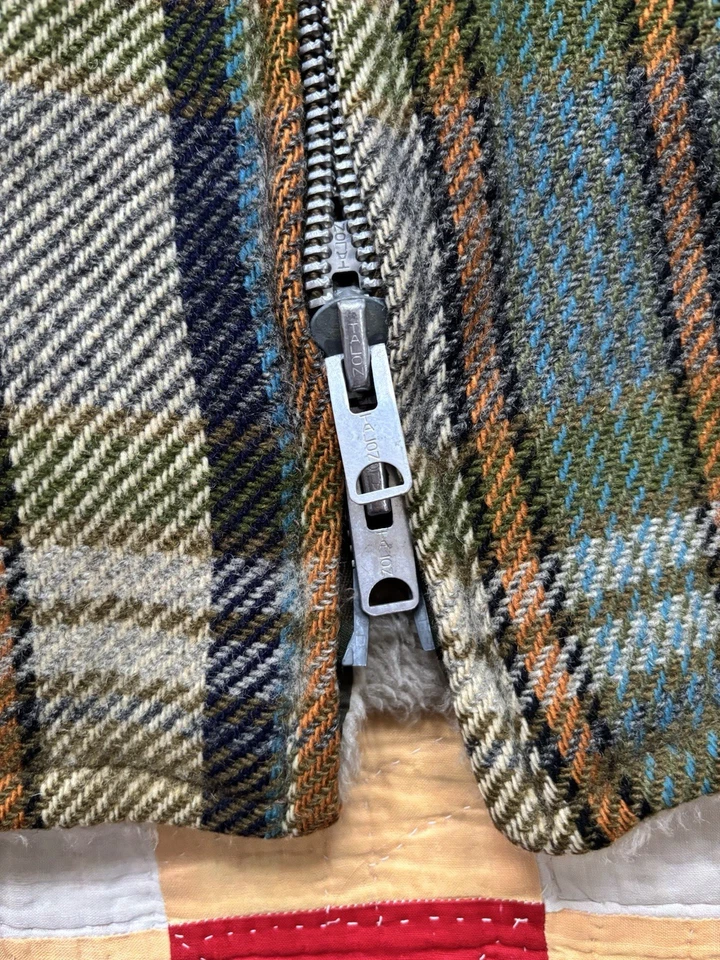 Vintage 60s Plaid Wool Reversible Jacket Fleece Lined Talon Zipper As Is - Image 3 of 4