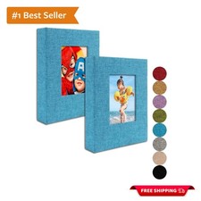 Elegant 2-Pack Small 4x6 Photo Album - Linen Cover  Clear Pages for Memories